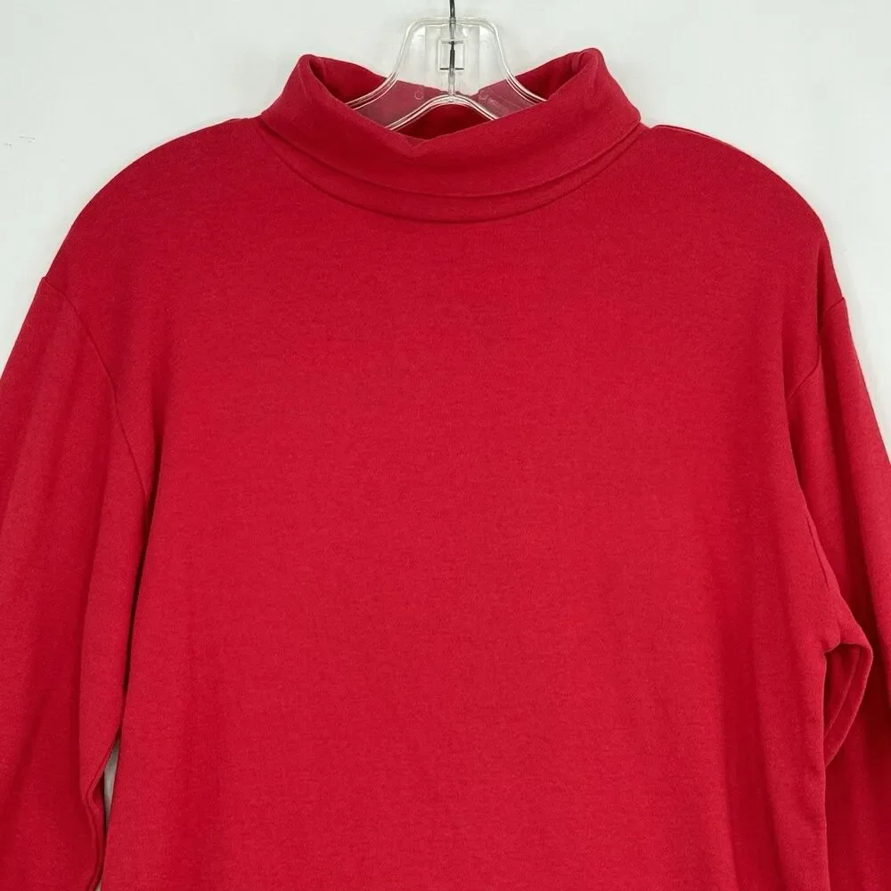 Eddie Bauer - Mens Turtleneck Red Shirt Size M Cotton